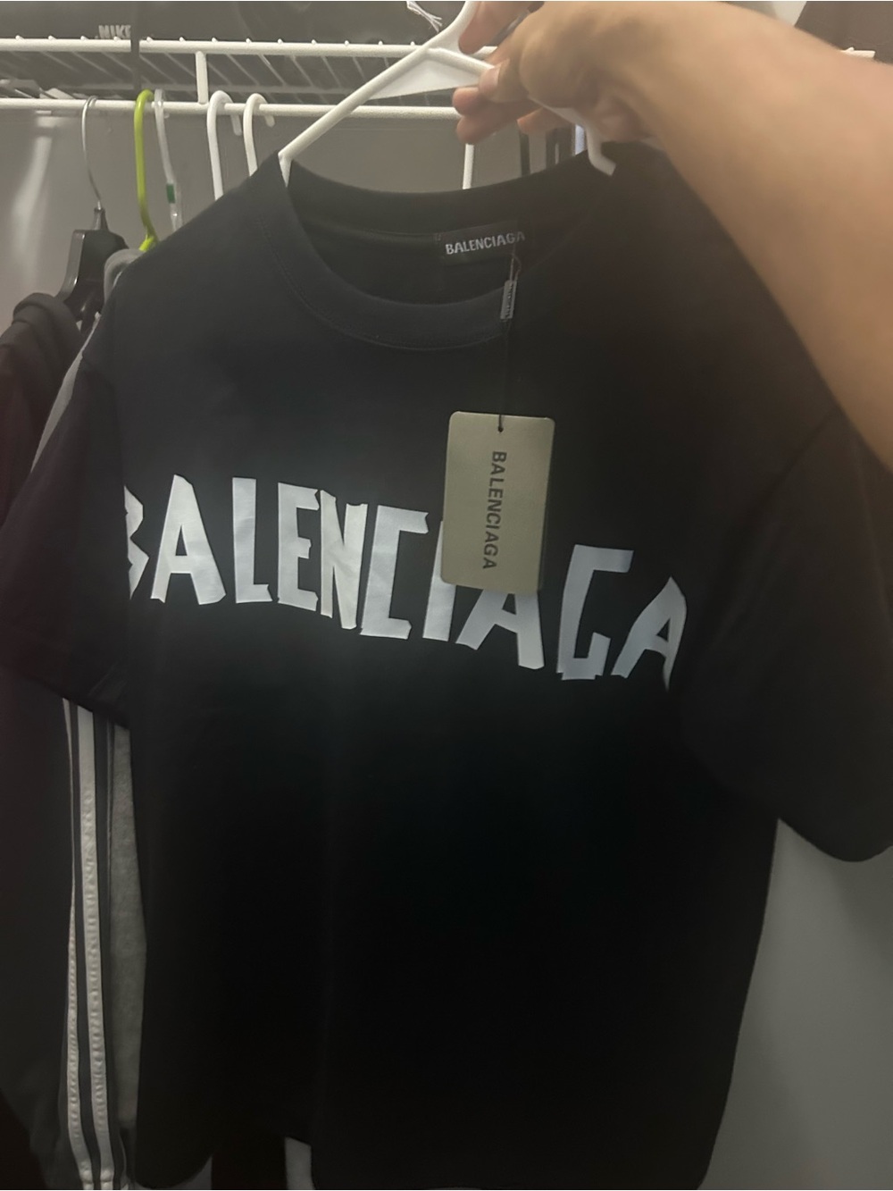 Balenciaga Black Crewneck T-Shirt with White Logo